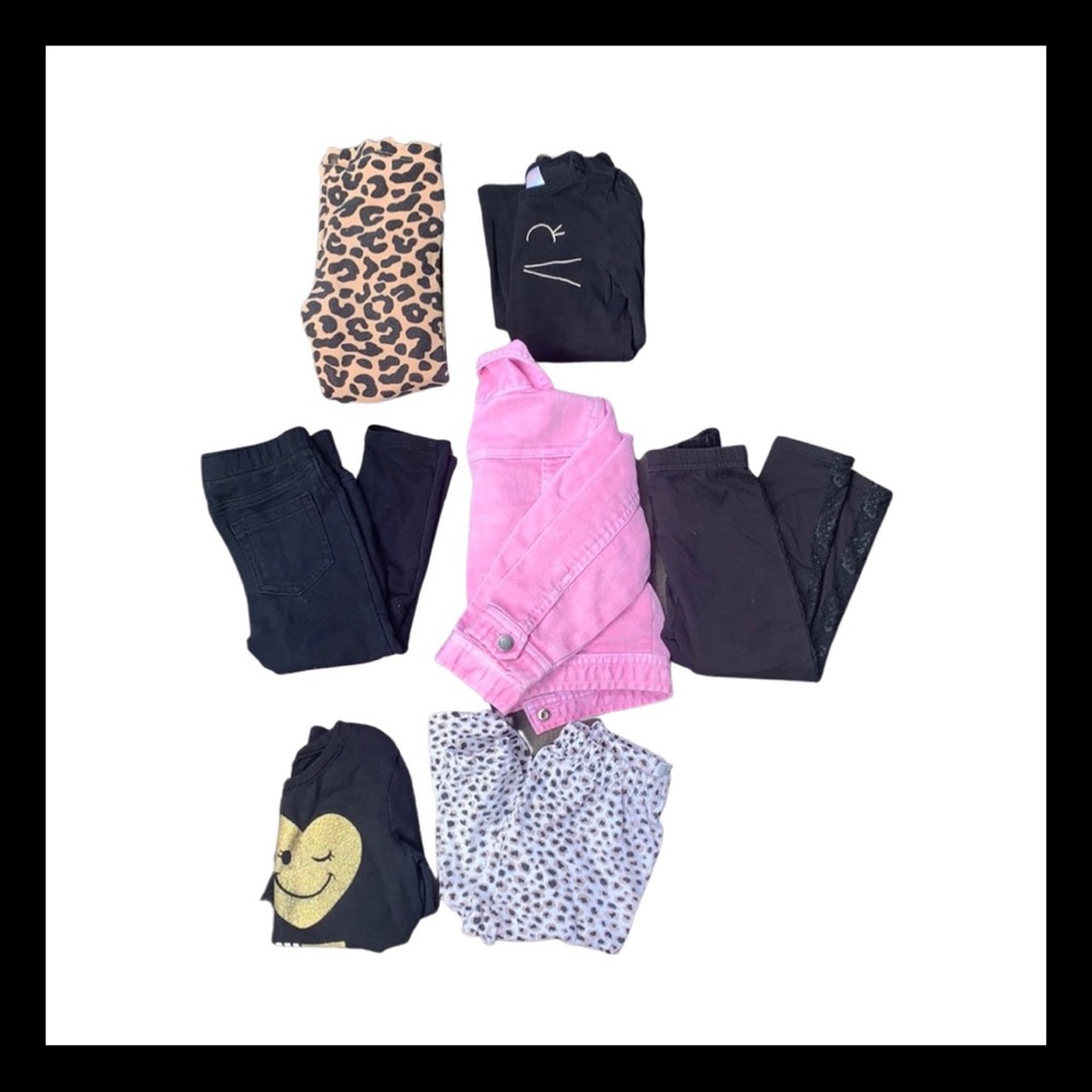 Bundle of girls 2t pants shirts and jean jacket